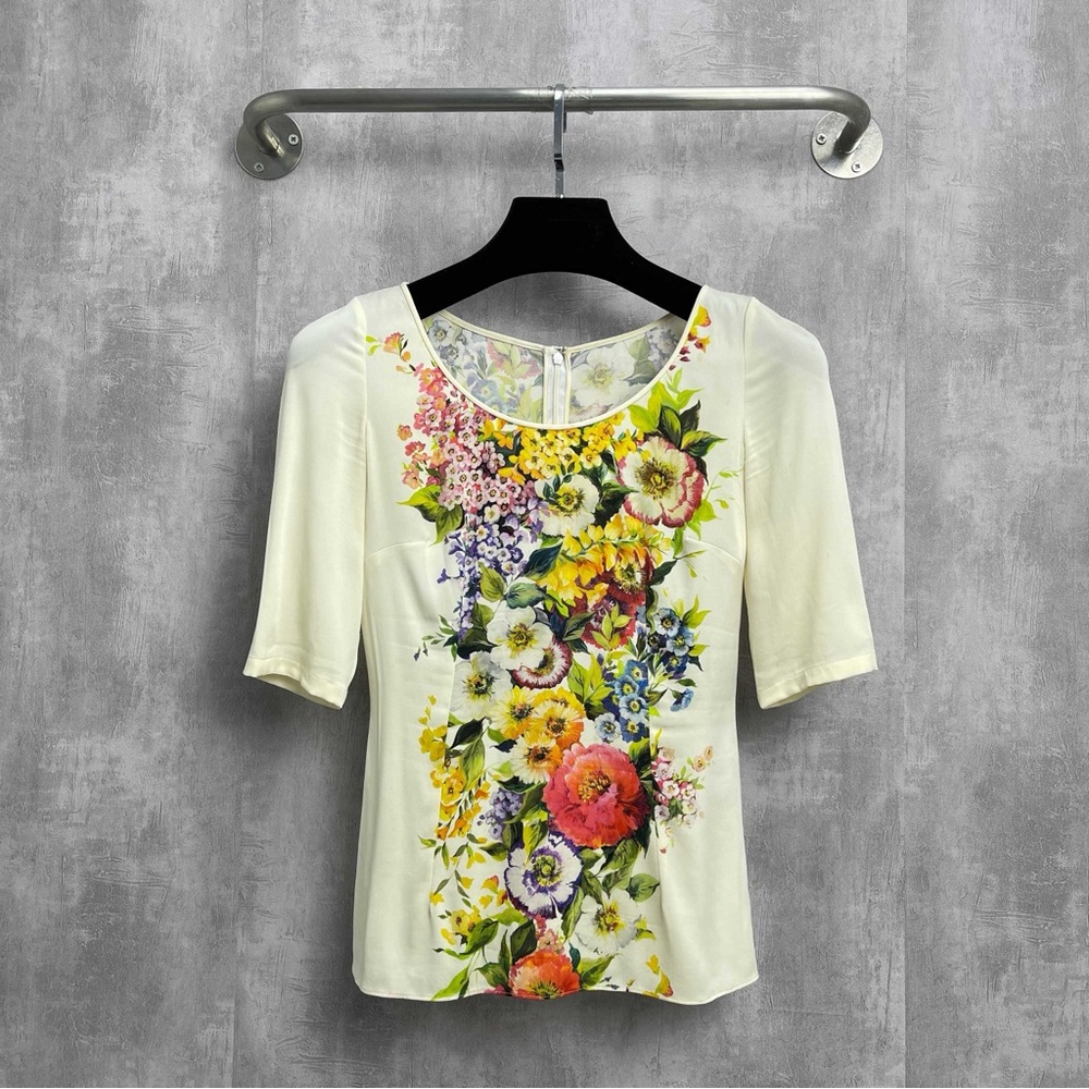 Authentic Dolce & Gabbana Floral Blouse - Cream Multicolor